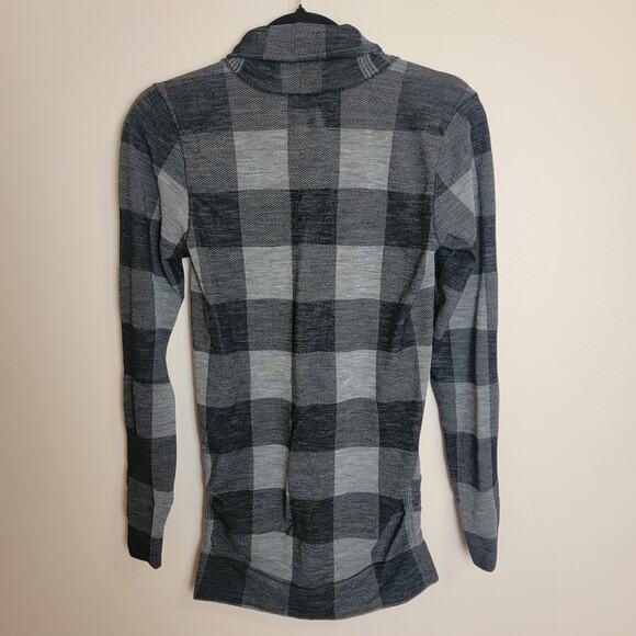 Athleta Wool Grey Plaid Long Sleeve Turtleneck Top Size XL - Picture 3 of 3